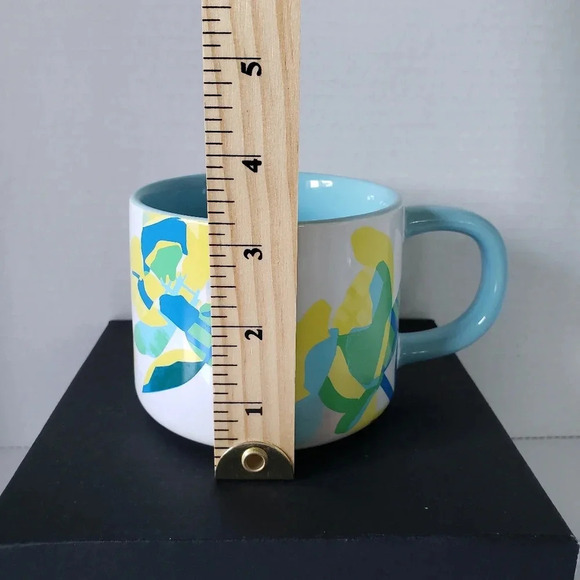 Starbucks 14oz  Large/Chunky Teal/Yellow/White Springtime Citrus Inspired Mug. - Picture 7 of 7